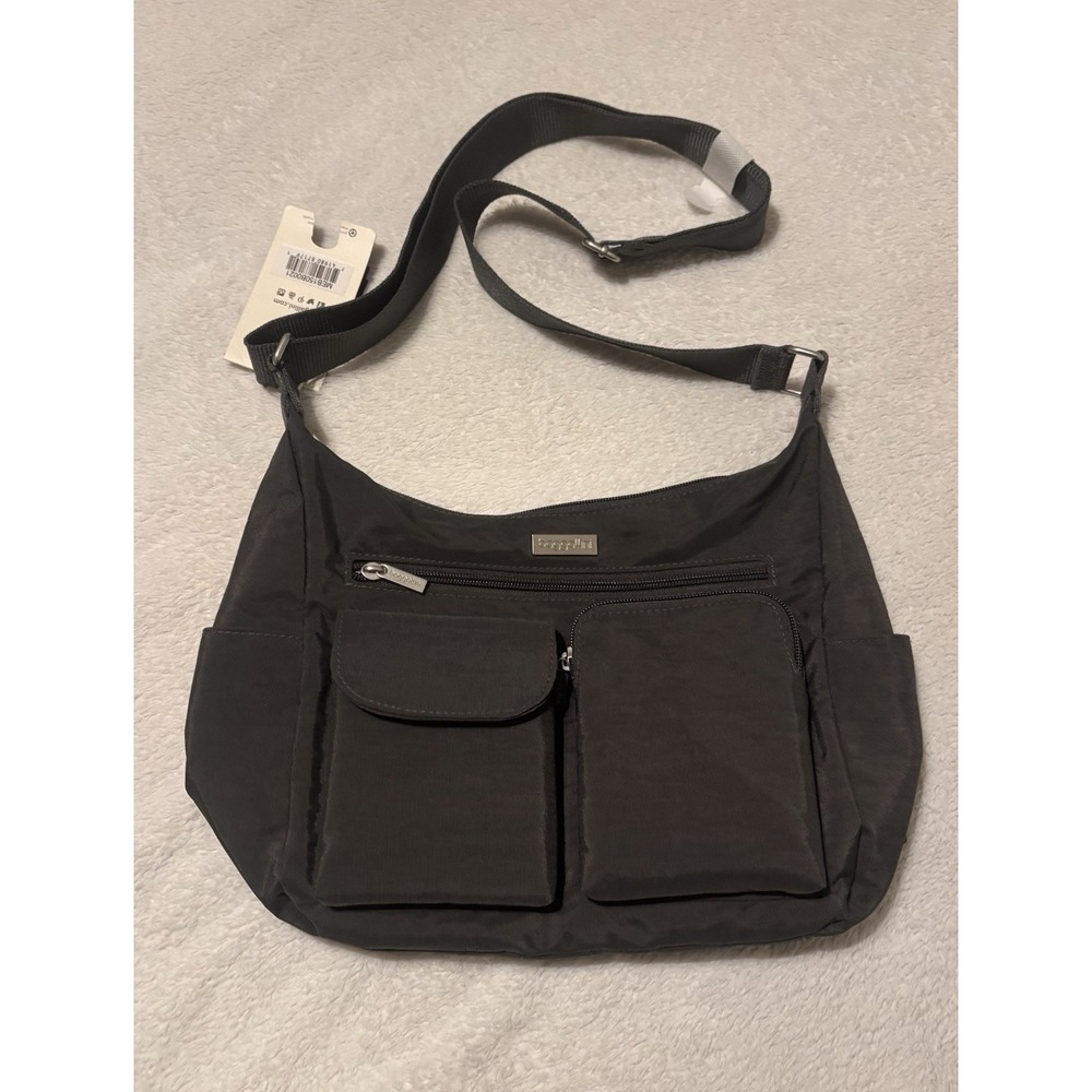 NWT Baggallini Everyplace Bagg Charcoal Gray Nylon Crossbody Purse Travel